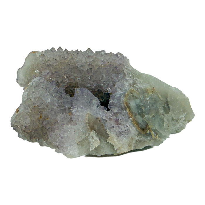 AA-grade cactus spirit quartz specimen from Mpumalanga South Africa, left profile, individual spirit quartz points catching the light, 2.09 in L x 1 in W x 2.14 in H, 0.14 pounds, specimen 1.