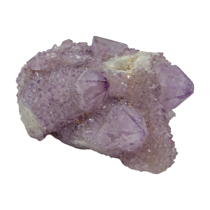AA-grade cactus spirit quartz specimen from Mpumalanga South Africa, angled three-quarter view showing depth of the crystal coating, 1.96 in L x 1.41 in W x 0.94 in H, 0.14 pounds, specimen 24.