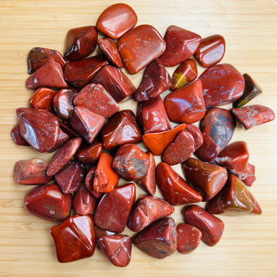 Red Jasper tumbled stone in Red tones, ethically sourced from Madagascar for Confidence and Protection