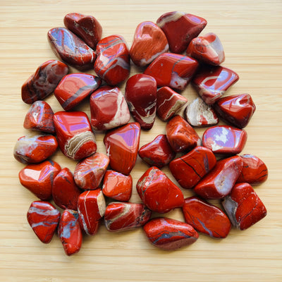 Red Jasper tumbled stone in Red tones, ethically sourced from South Africa for Confidence and Protection