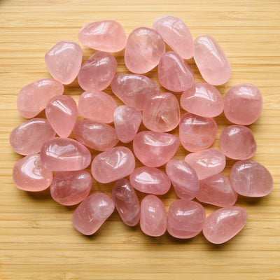 Ethically sourced Grade AAA Rose Quartz tumbled stone from Minas Gerais, Brazil at Beyond Bohemian