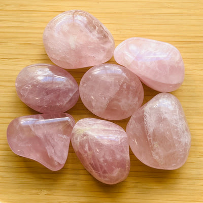 Ethically sourced Grade AA Rose Quartz palm stone from Alaotra-Mangoro, Madagascar at Beyond Bohemian