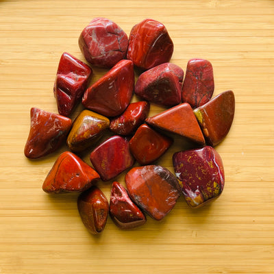 Red Jasper tumbled stone in Red tones, ethically sourced from Madagascar for Confidence and Protection