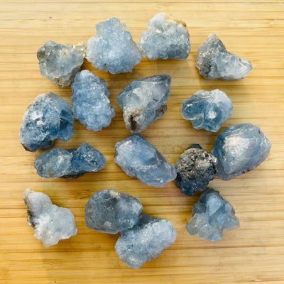 Celestite raw crystal in Blue, Clear tones, ethically sourced from Madagascar for Meditation and Stress Relief