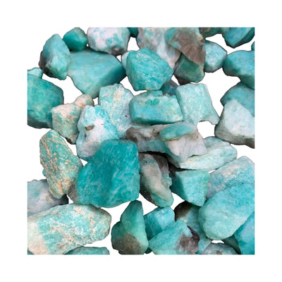 Raw Amazonite Crystals traditionally associated with Anxiety Relief, Calm & Communication — blue rough, AA grade from Madagascar