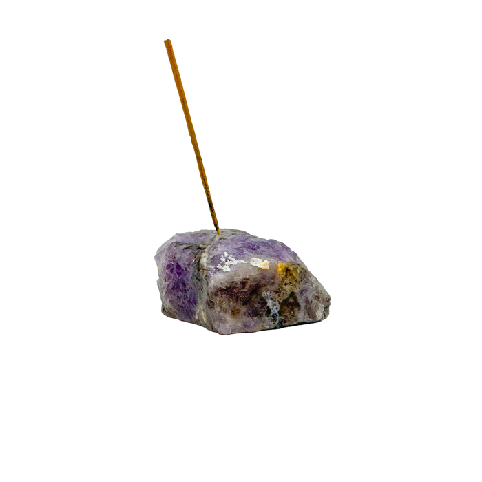 Polished Amethyst incense holder from Brazil, alternate view