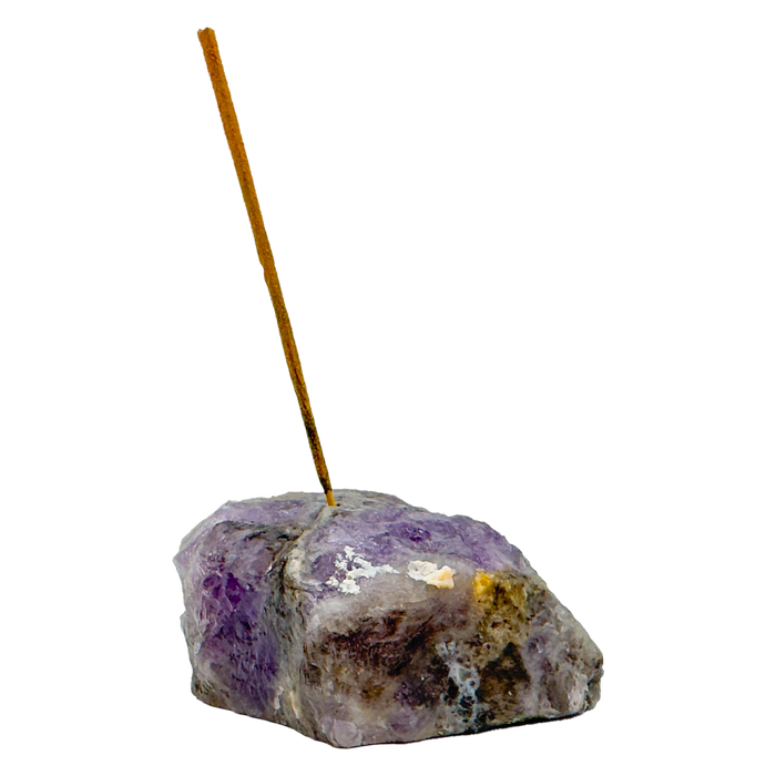 Polished Amethyst incense holder from Brazil, alternate view