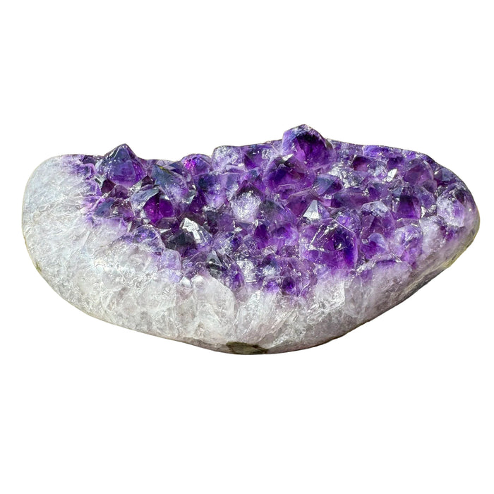 Scale reference of a single Amethyst raw geode Uruguay-sourced, from Uruguay.