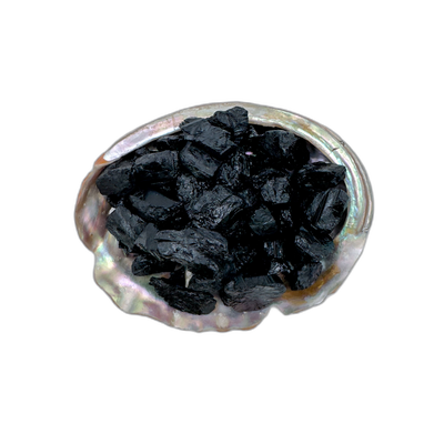 Black Tourmaline raw crystals 5-10 grams Minas Gerais Brazil bulk A grade in abalone shell