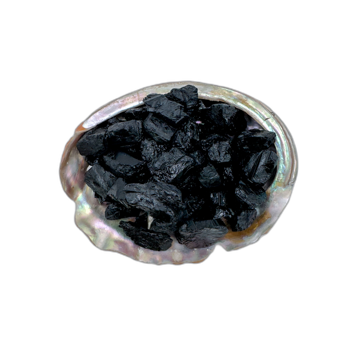 Black Tourmaline raw crystals 5-10 grams Minas Gerais Brazil bulk A grade in abalone shell