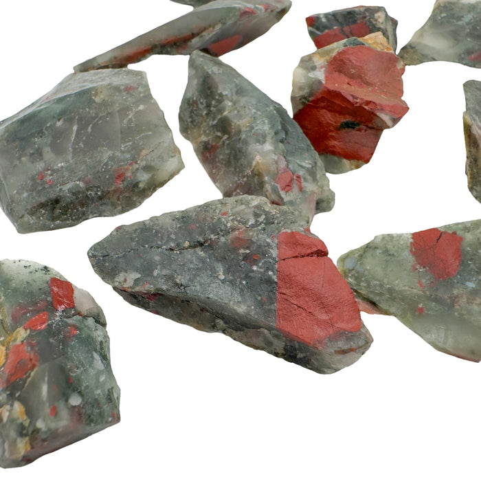 Raw Bloodstone piece with bright red iron oxide inclusions, AA grade Eswatini