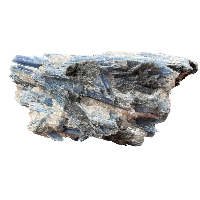 Back view of Grade AA Blue Kyanite cluster showing natural surface