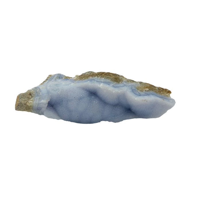 Blue lace agate raw geode from Malawi, AA grade, 6.59 inch piece with ribboned blue banding