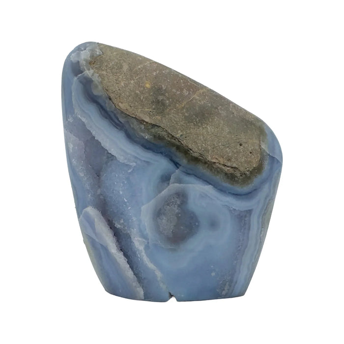 Blue Lace Agate Polished Geode Malawi natural pale blue banded agate specimen
