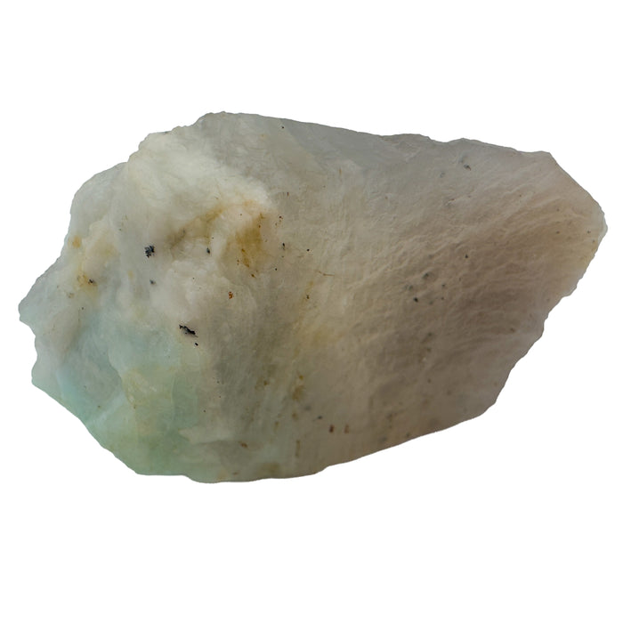 Andean Blue Opal Raw Stones, A Grade, Peru: one raw piece on a white background, pale gray with a soft aqua patch at one end