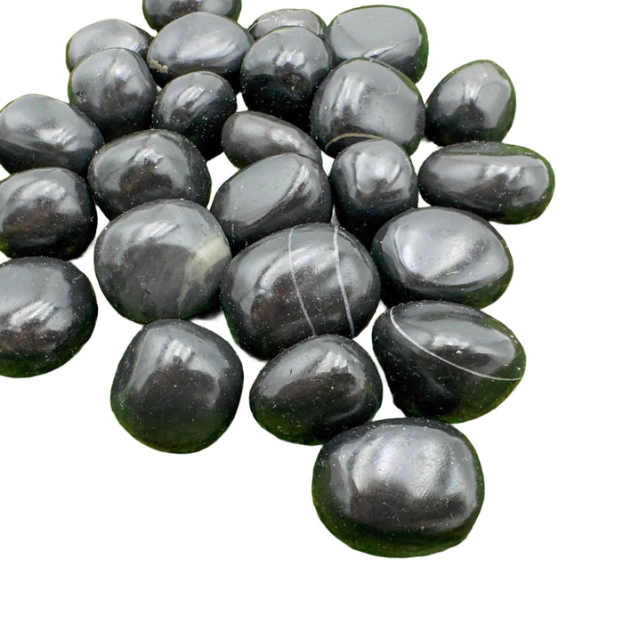 Full profile of Grade AA Black Onyx tumbled stone ready to ship from Beyond Bohemian