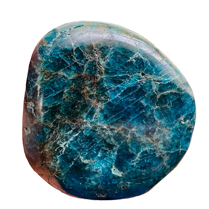 Companion image of Apatite palm stone, shown at hand scale.