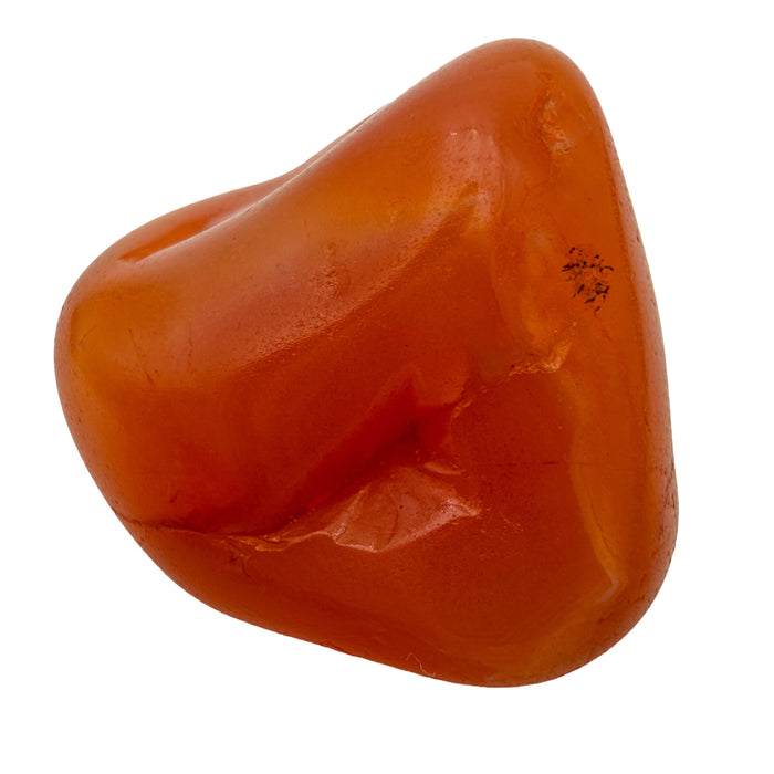Carnelian Tumbled Stones, AA Grade, Botswana: one tumbled stone on a white background, translucent orange