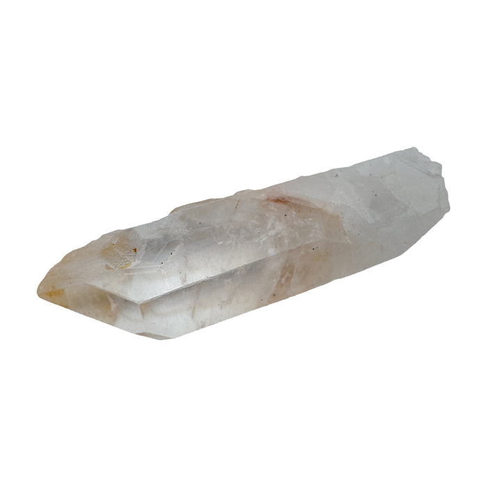 Clear Quartz Raw Crystal Points, A Grade, Madagascar: one representative stone on a white background