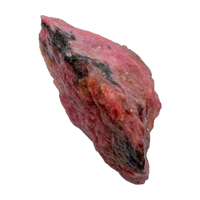 Rhodonite Raw Stones, AA Grade, Zimbabwe: one representative stone on a white background