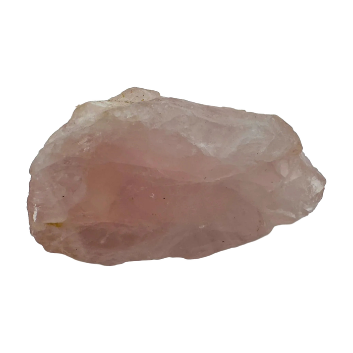 Rose Quartz Raw Crystals, AA Grade, Madagascar: one representative stone on a white background