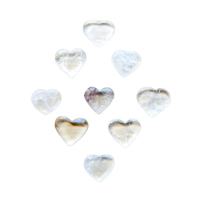 Polished Clear Quartz Hearts for Cleansing, Healing, Manifestation & Crown Chakra Support — clear polished, A grade from Brazil