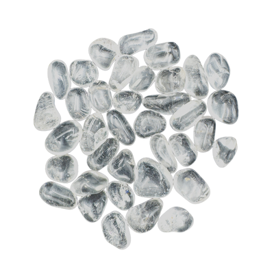 Group of Clear Quartz tumbled stones in natural polished form, 0.75 to 1.25 inch, ethically sourced from Brazil
