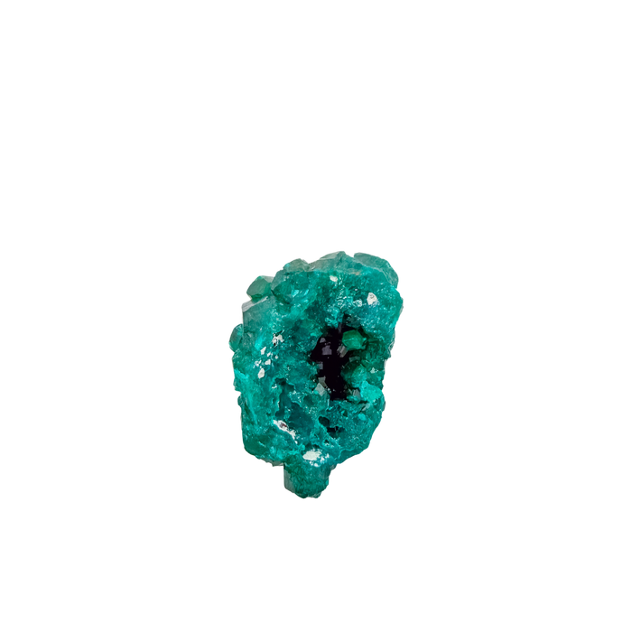 Raw Congolese dioptase, 13.3 g, copper-green crystal over host rock, the wide flat plate