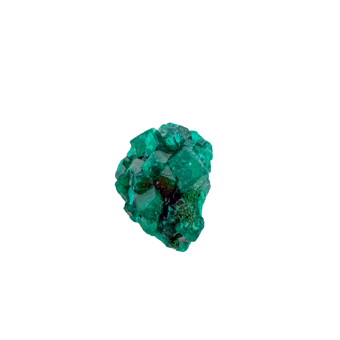 Emerald-green dioptase crystals crusting a 1.12 inch matrix, the chunky green matrix from Renéville Congo