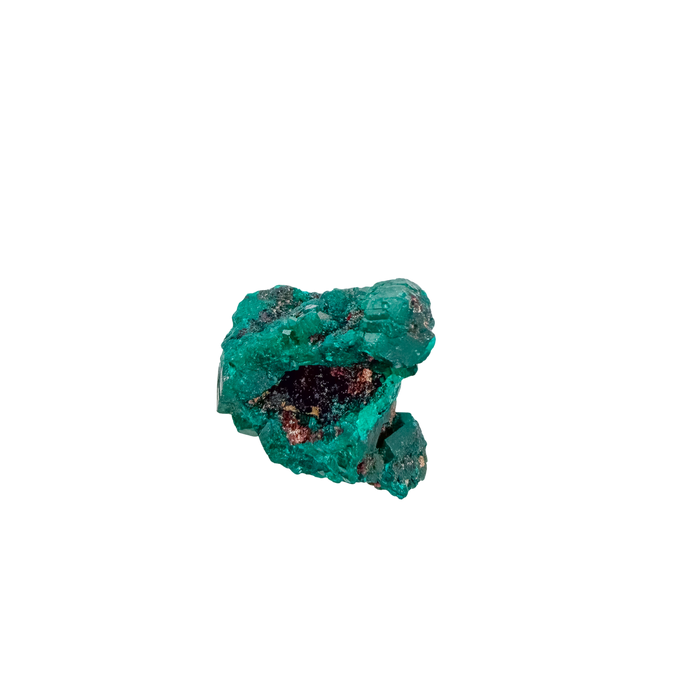 Collector dioptase thumbnail 0.95 by 0.70 inches, the tall little block, Republic of the Congo