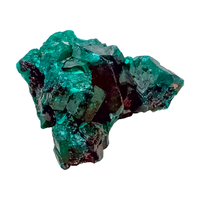 Edge-on view of the tall little block, 0.95 inches of Congolese dioptase