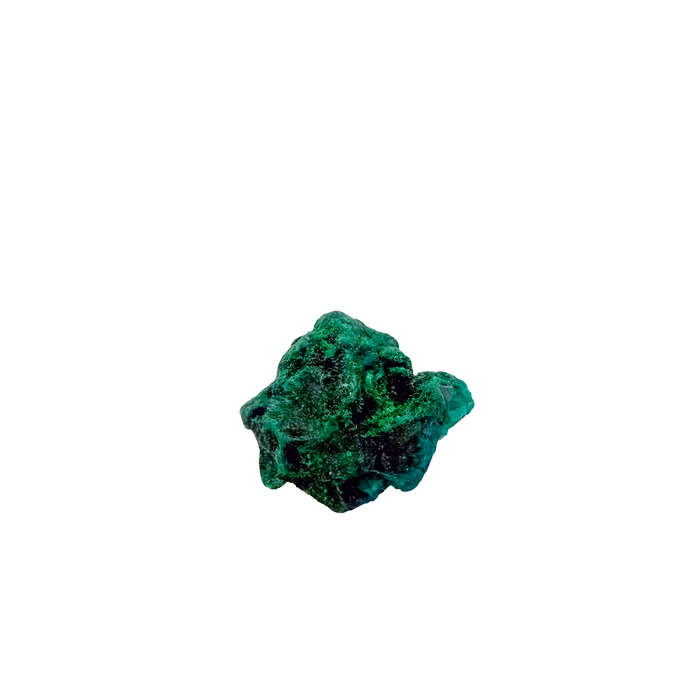 Side elevation of the narrow green blade, matrix beneath a 8.6 g crystal layer
