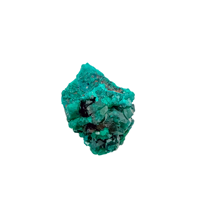 Collector dioptase thumbnail 0.81 by 0.85 inches, the round thumbnail, Republic of the Congo