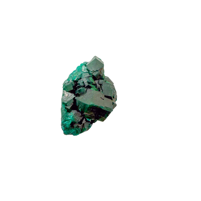 Raw dioptase crystal specimen from the Republic of the Congo, deep emerald-green druzy on matrix, specimen 8, view 3