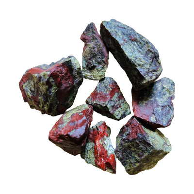 Raw Dragon Bloodstone Crystals for Confidence, Energy & Grounding — green rough natural, AA from South Africa