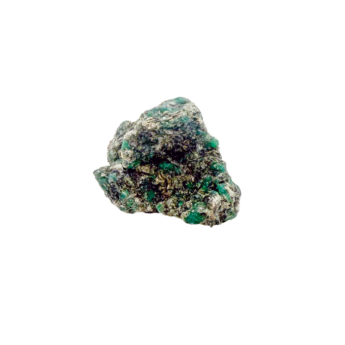 Raw emerald specimen in mica-schist matrix from Zimbabwe, AA grade, green beryl crystal cluster