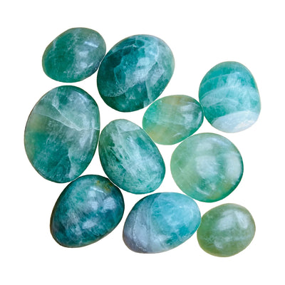 Fluorite Palm Stones for Cleansing, Focus & Intuition — beginner-friendly clear smooth polished, A grade Madagascar-sourced