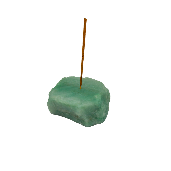 Polished Green Aventurine incense holder from Brazil, alternate view