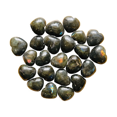 Polished Labradorite Hearts for Intuition, Manifestation & Meditation — beginner-friendly gray polished, A grade from Madagascar