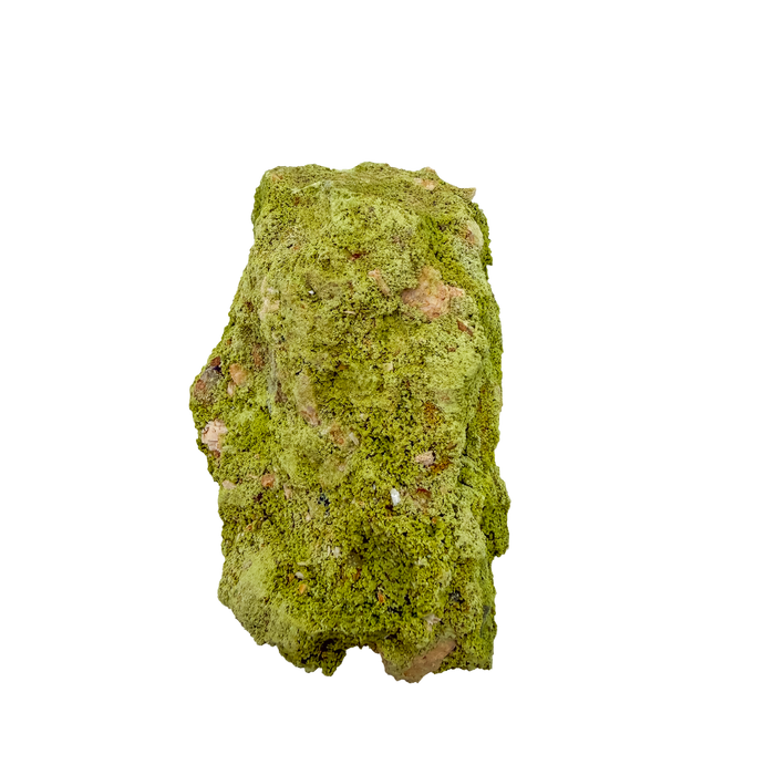 Specimen no. 11 of Minas Gerais nontronite, primary display face, olive-green bubbles built up over a 1.57 inch height.