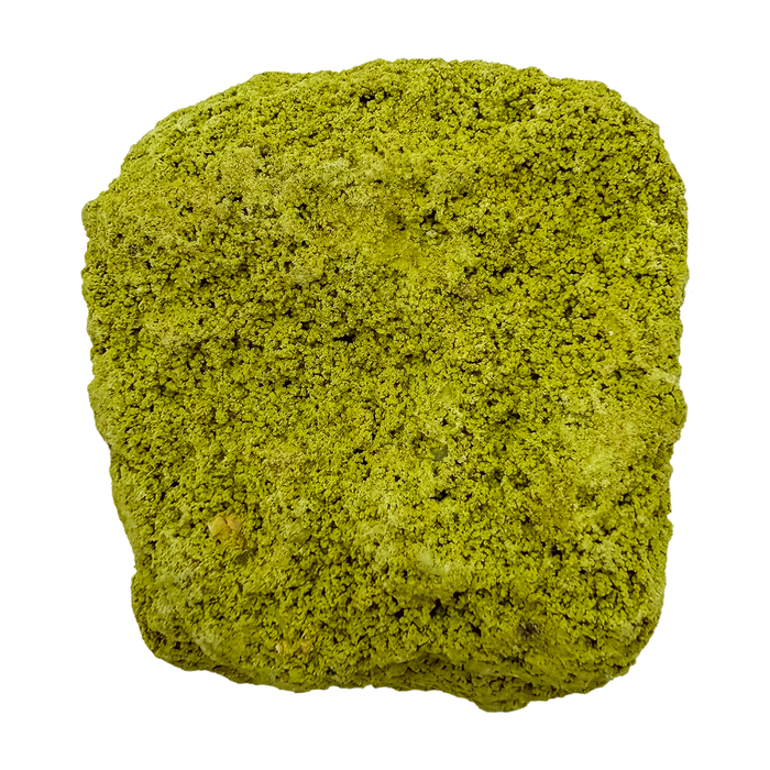 Primary display face of a 114 gram nontronite specimen, no. 26, its rounded olive-green growths covering weathered host rock.