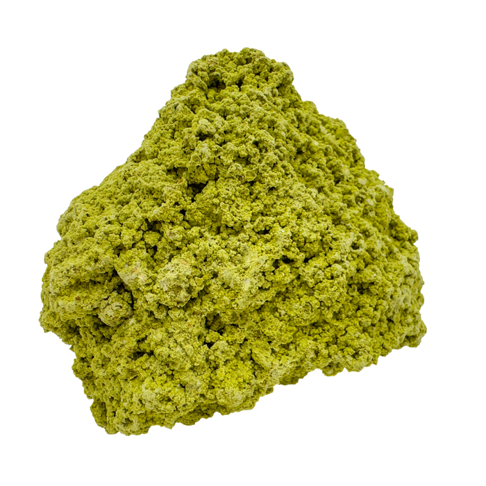 Raw nontronite collector specimen from Minas Gerais, Brazil, chartreuse-green botryoidal mineral, specimen 6, view 1