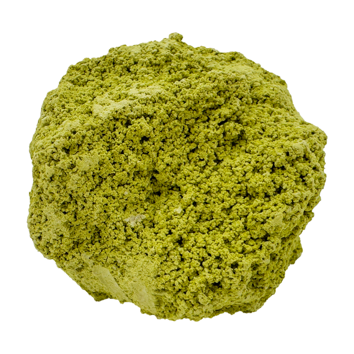 Raw nontronite collector specimen from Minas Gerais, Brazil, chartreuse-green botryoidal mineral, specimen 8, view 1
