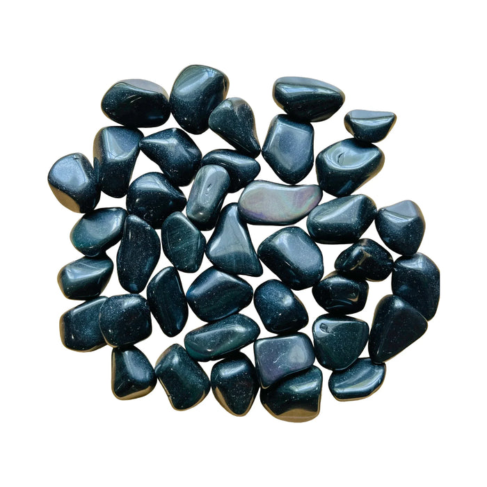 Tumbled Rainbow Obsidian Crystals for Emotional Healing, Love & Protection — black polished, AA grade Mexico-sourced