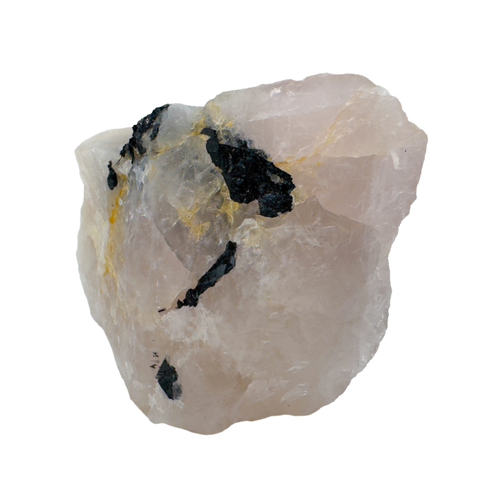 Rose Quartz with Black Tourmaline specimen from Minas Gerais, Brazil, pink quartz threaded with black schorl
