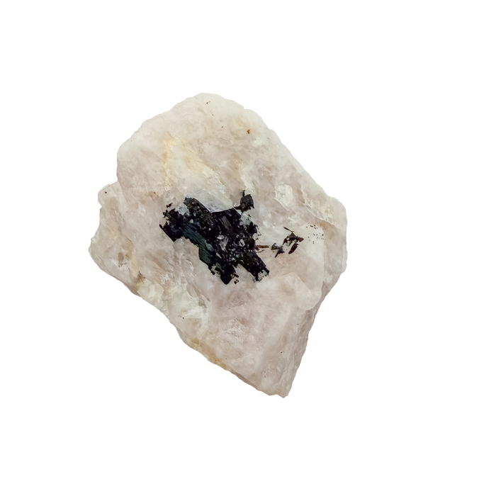 Reverse face of the heaviest of the lot, 314 g of rose quartz with tourmaline