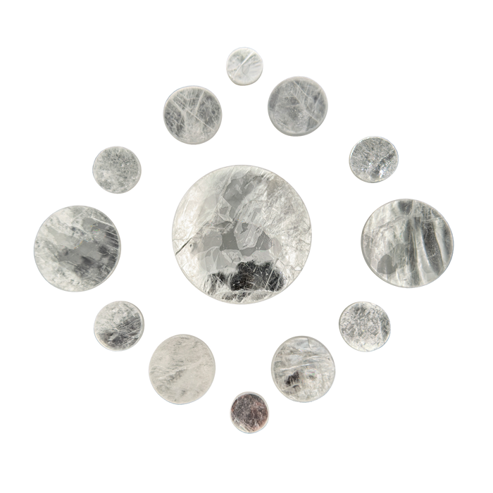 Selenite polished disc, translucent white gypsum with satin optical fiber, AAA grade New Mexico, view 2