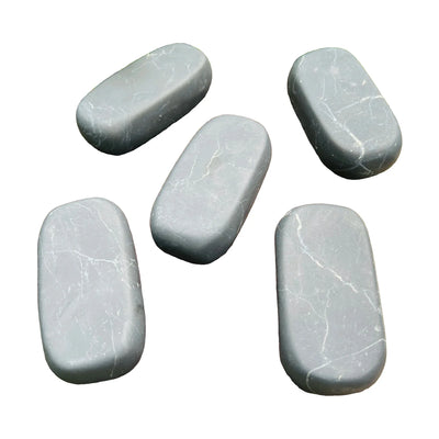 Polished Shungite Palm Stones for Cleansing, Grounding, Protection & Root Chakra Support — black smooth polished from Russia