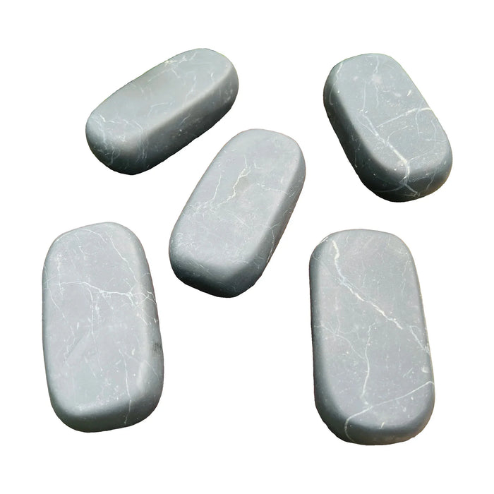 Polished Shungite Palm Stones for Cleansing, Grounding, Protection & Root Chakra Support — black smooth polished from Russia