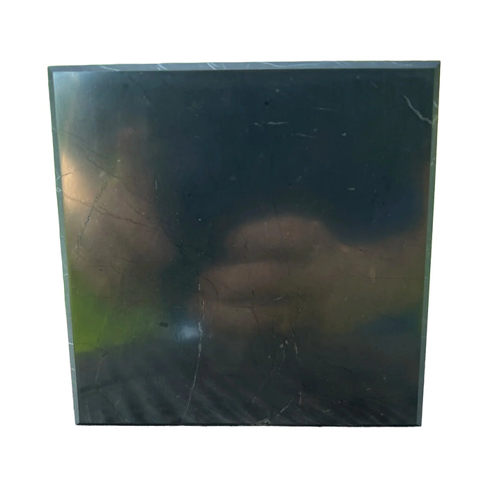 Polished Shungite Square Crystals for Cleansing, Grounding & Protection — black polished from Russia